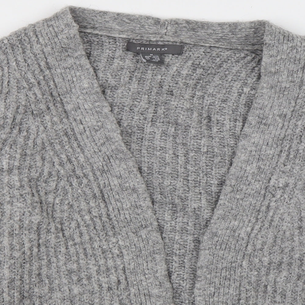 Primark Womens Grey V-Neck  Acrylic Cardigan Jumper Size M