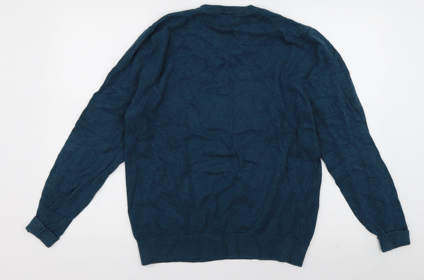 sainsburys Mens Blue Collared  Cotton Pullover Jumper Size M