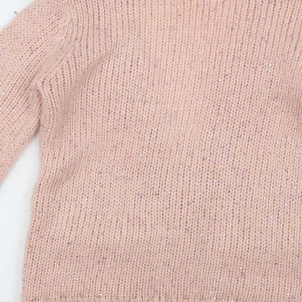 George Girls Pink V-Neck  Acrylic Cardigan Jumper Size 11-12 Years  Button - Sequin detail