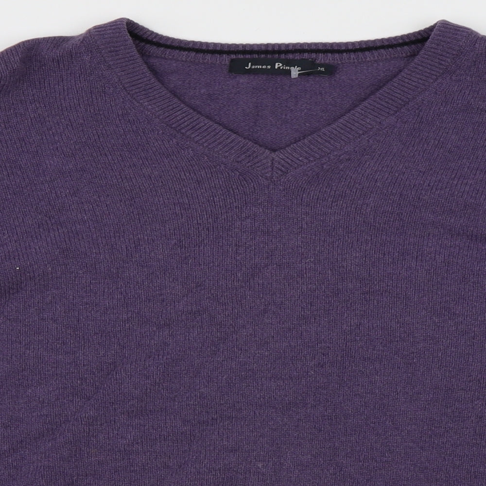 james pringle Mens Purple V-Neck  Wool Pullover Jumper Size XL