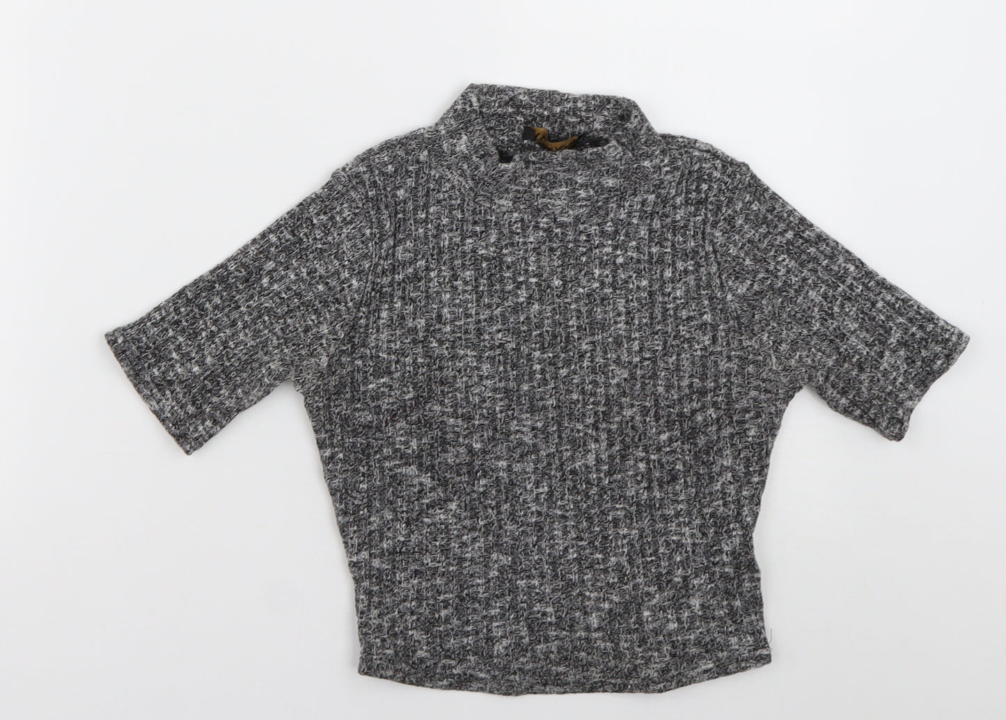 ayanapa Womens Grey  Polyester Cropped T-Shirt Size 8 High Neck