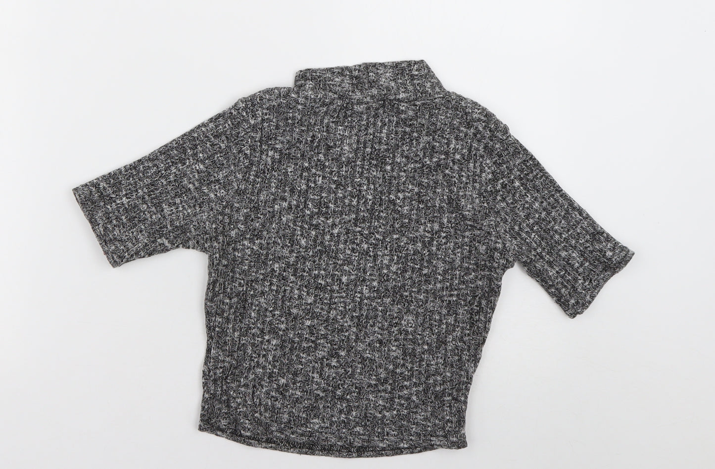 ayanapa Womens Grey  Polyester Cropped T-Shirt Size 8 High Neck