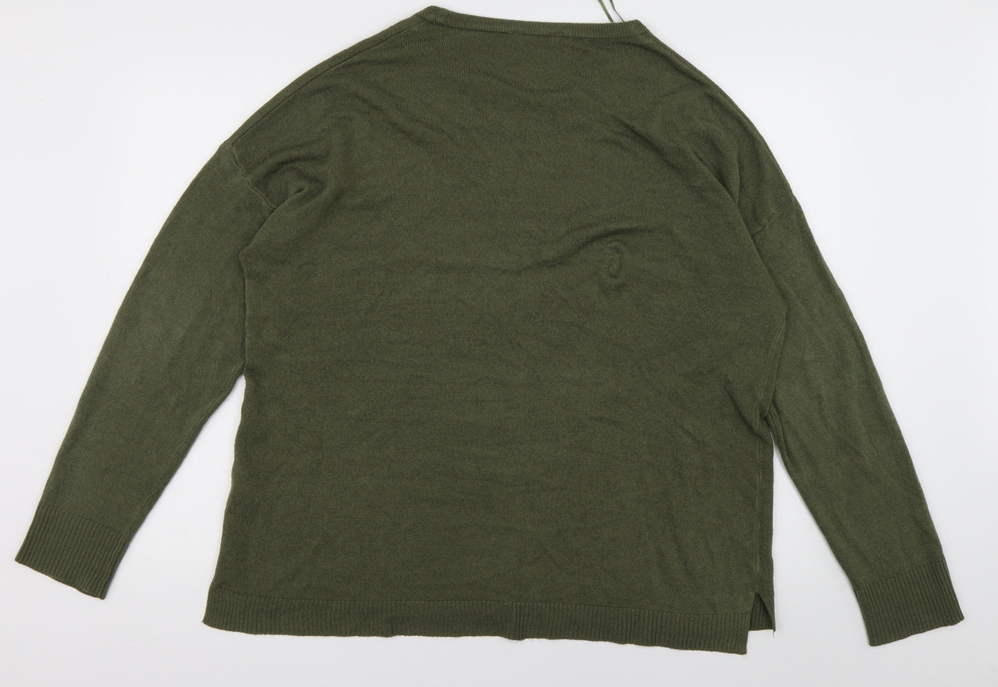 pep&co Womens Green Crew Neck  Acrylic Pullover Jumper Size 22