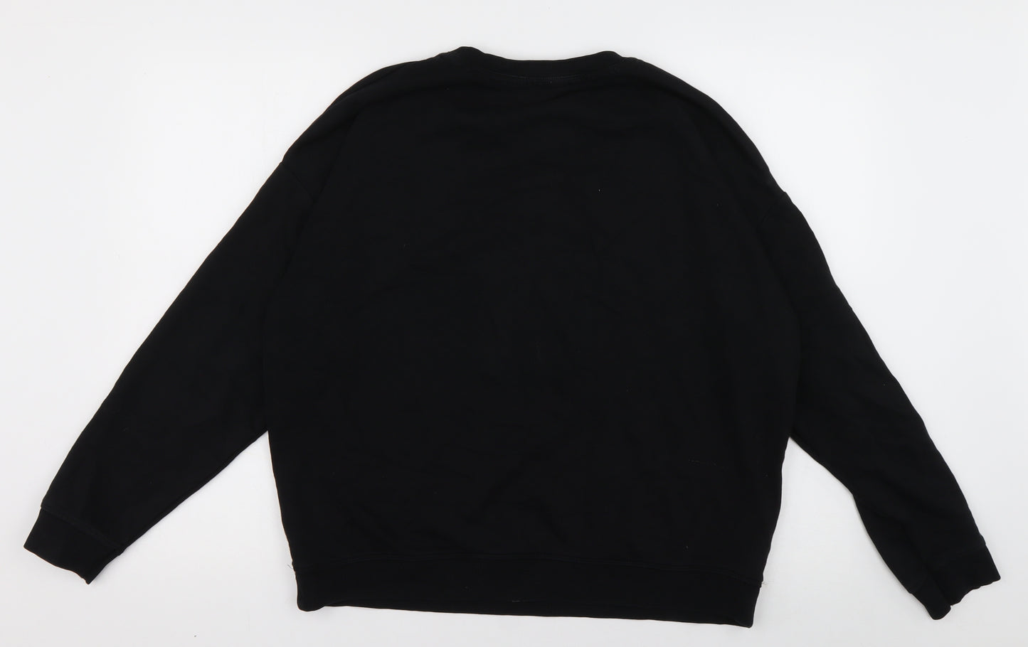 New Look Womens Black Crew Neck  Cotton Pullover Jumper Size 12   - Star print