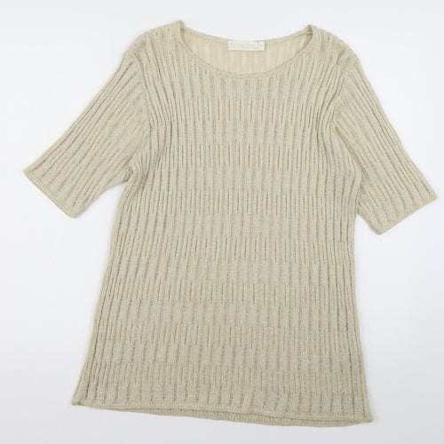 Pippa Dee Womens Beige  Acrylic Pullover Sweatshirt Size M  Pullover