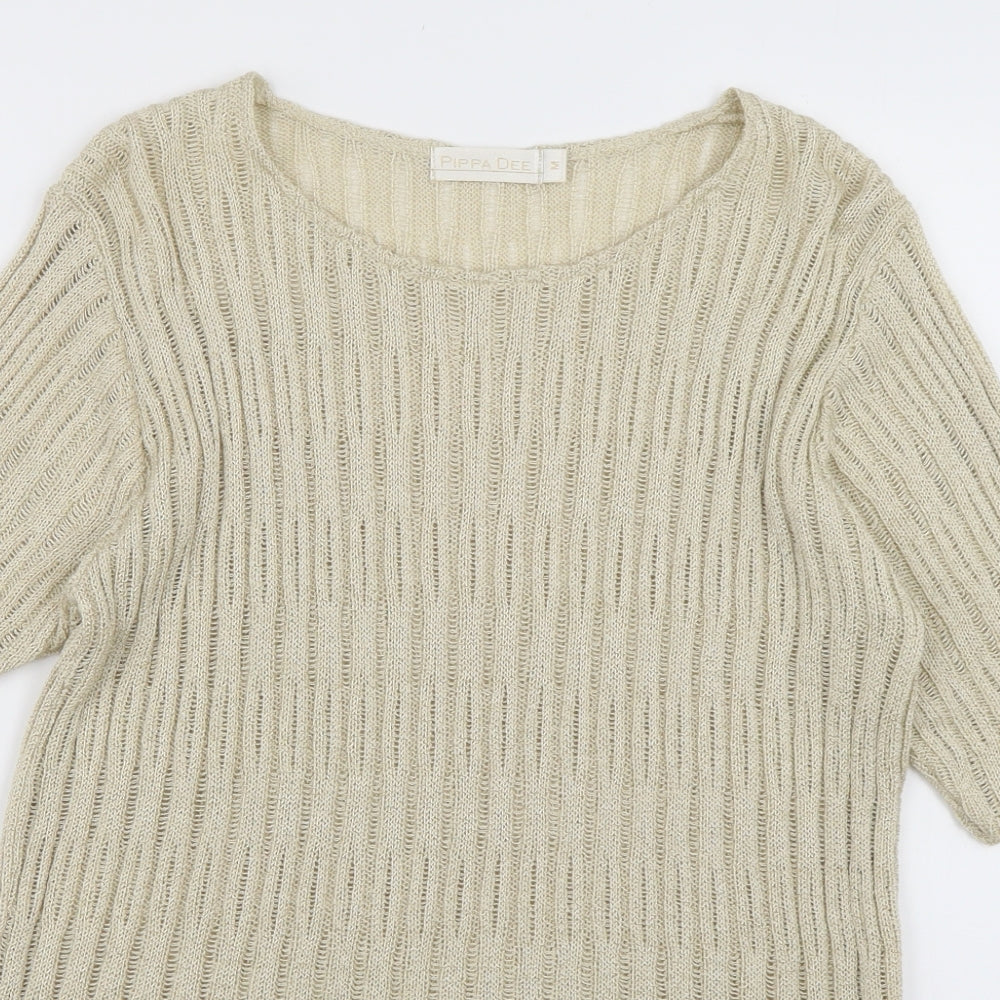 Pippa Dee Womens Beige  Acrylic Pullover Sweatshirt Size M  Pullover