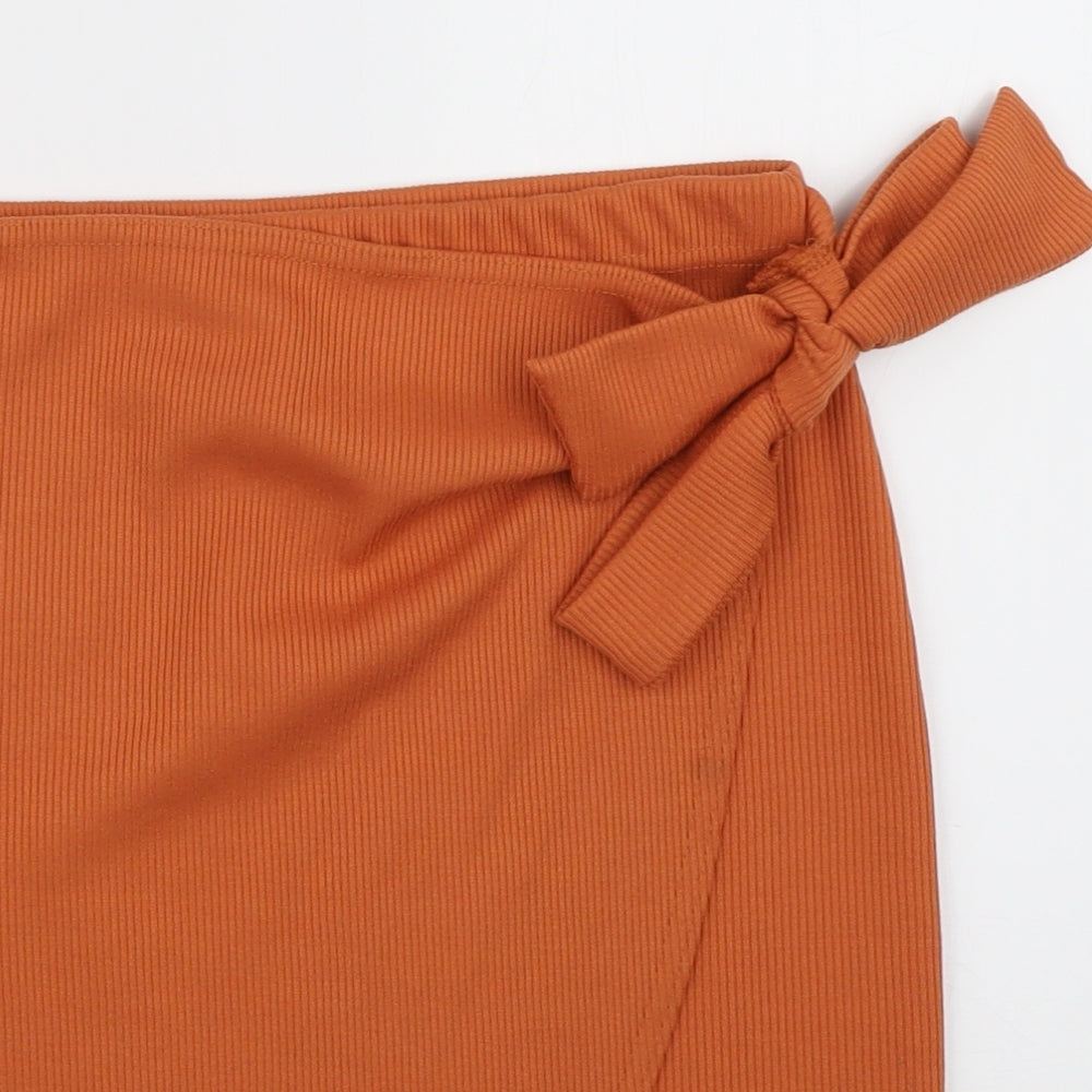 PRETTYLITTLETHING Womens Orange  Polyester A-Line Skirt Size 12