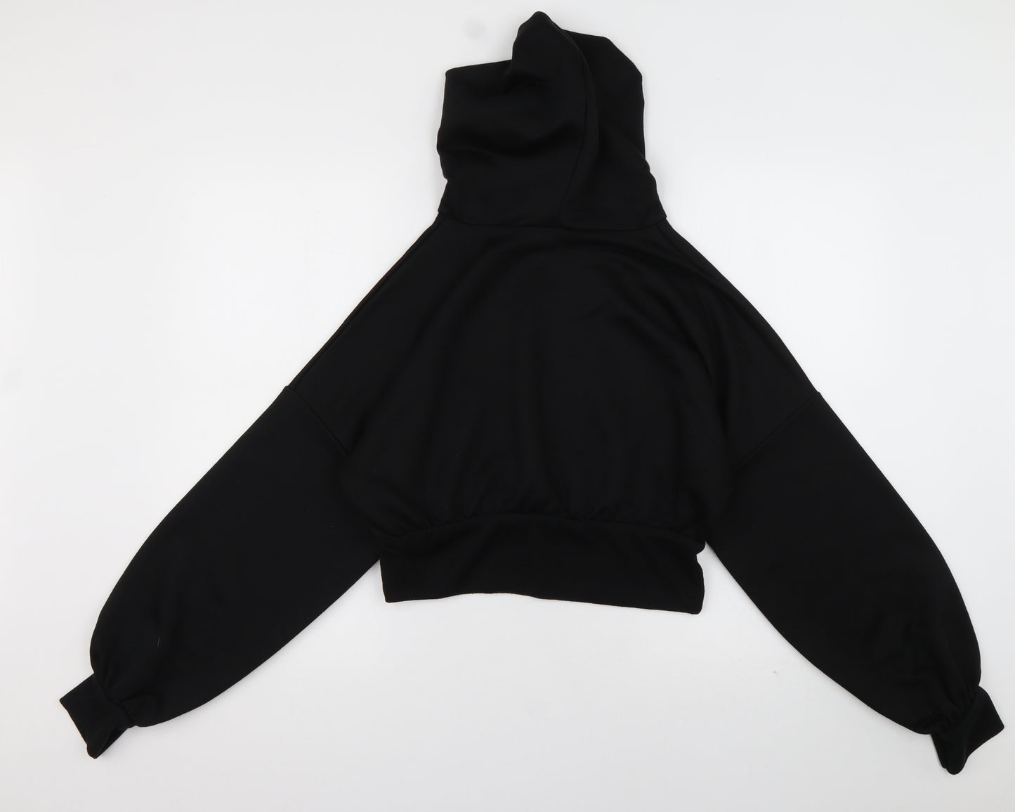 Boohoo Womens Black  Polyester Pullover Hoodie Size 16  Pullover - cropped