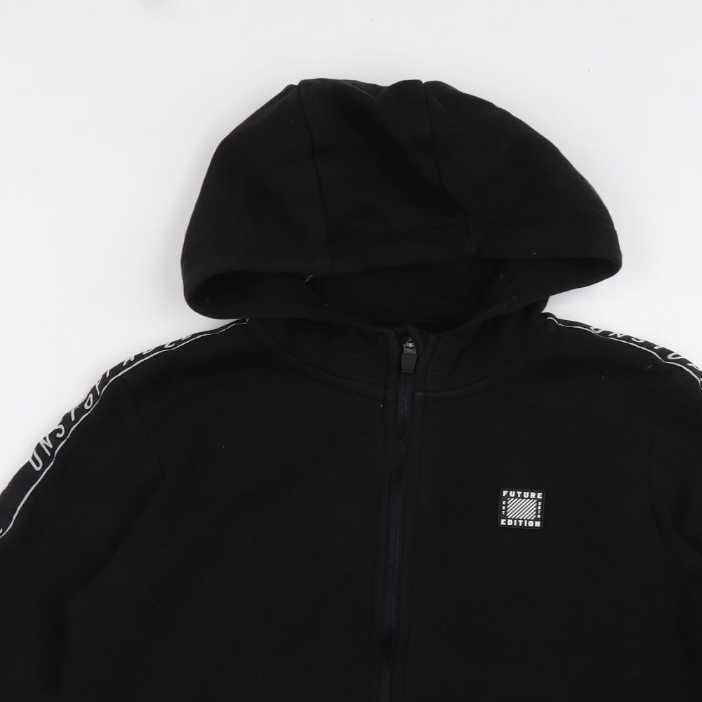 George Boys Black  Cotton Full Zip Hoodie Size 10-11 Years  Zip