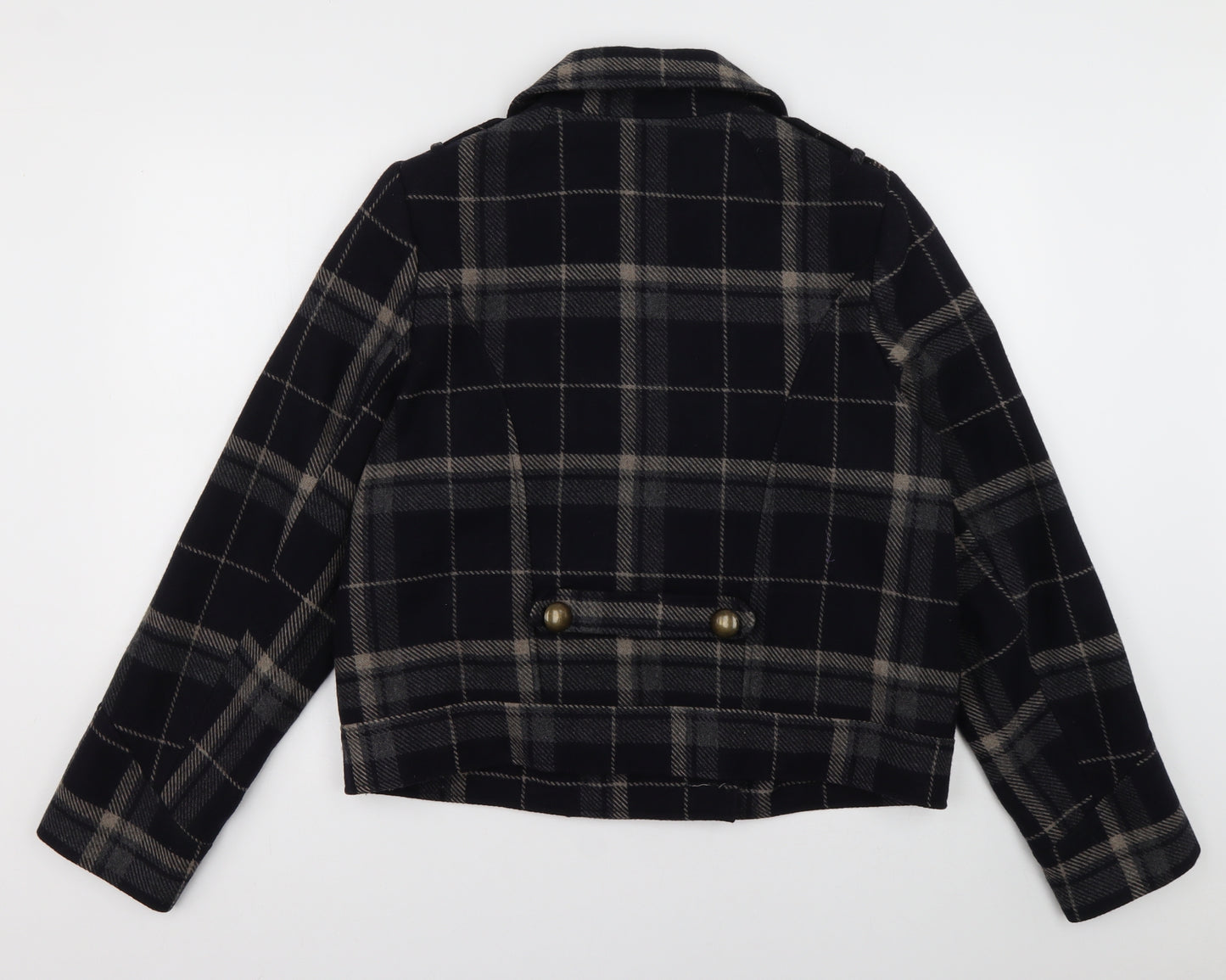 Marks and Spencer Womens Blue Check  Overcoat Coat Size 18  Button