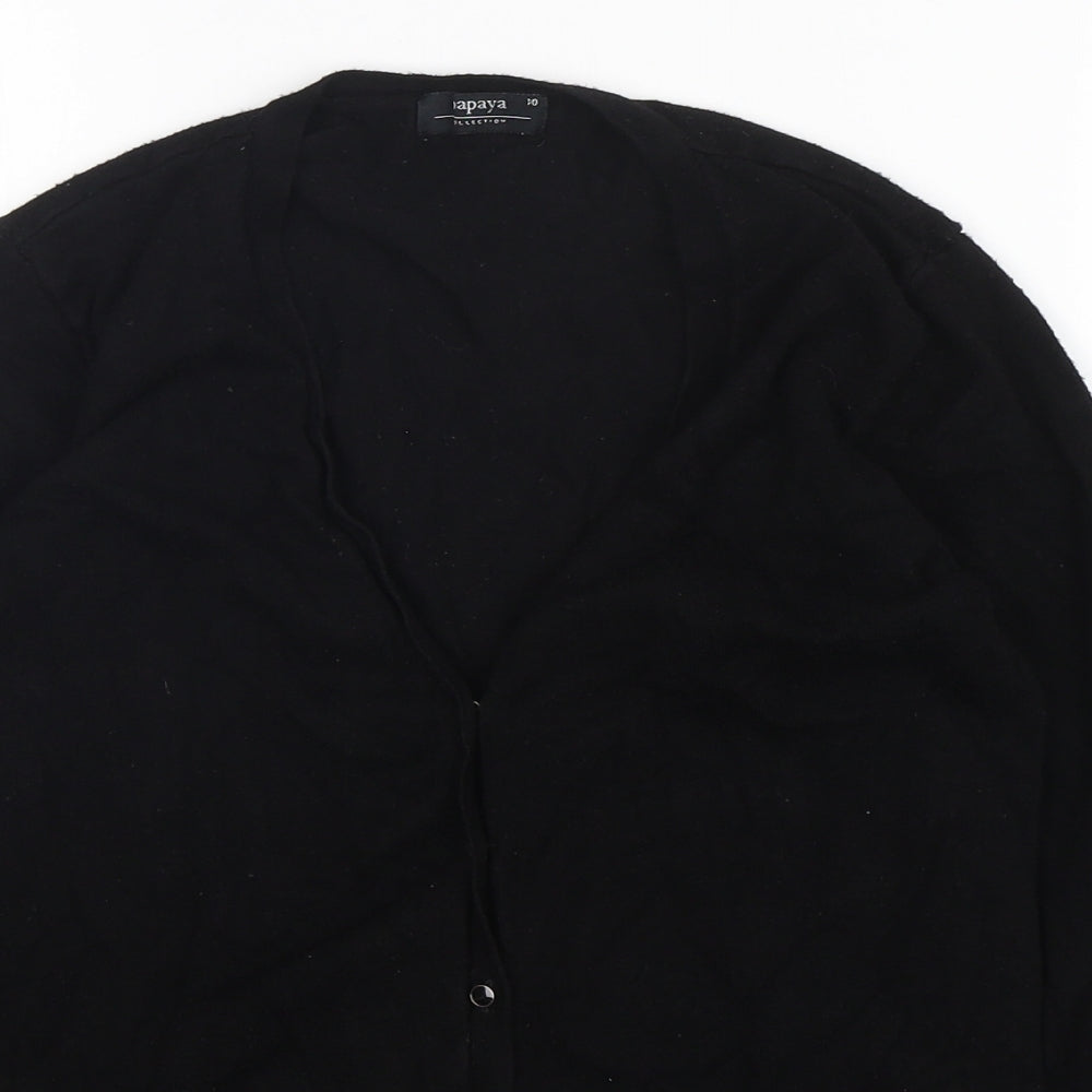 Papaya Womens Black V-Neck  Viscose Cardigan Jumper Size 10