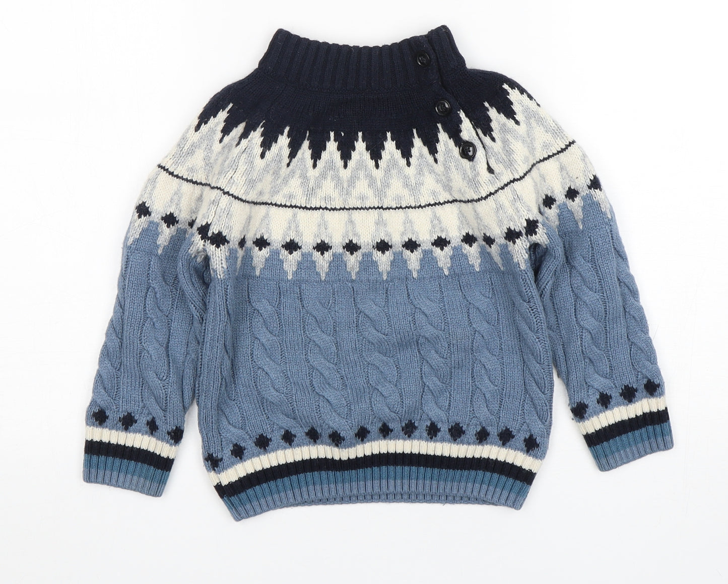 NEXT Boys Multicoloured High Neck Fair Isle Acrylic Pullover Jumper Size 4-5 Years