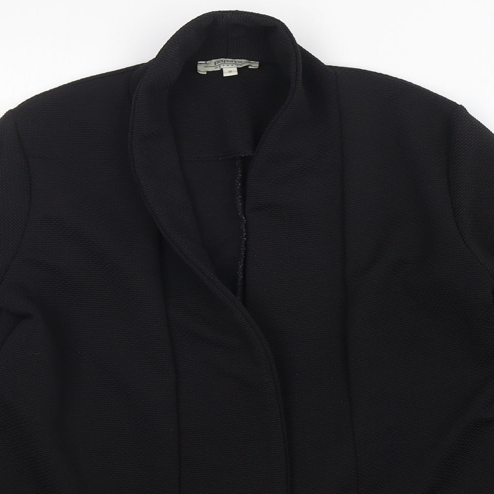 Papaya Womens Black  Polyester Jacket Blazer Size 8