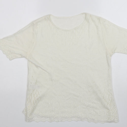 St Michael  Womens White Round Neck  Acrylic Pullover Jumper Size 12