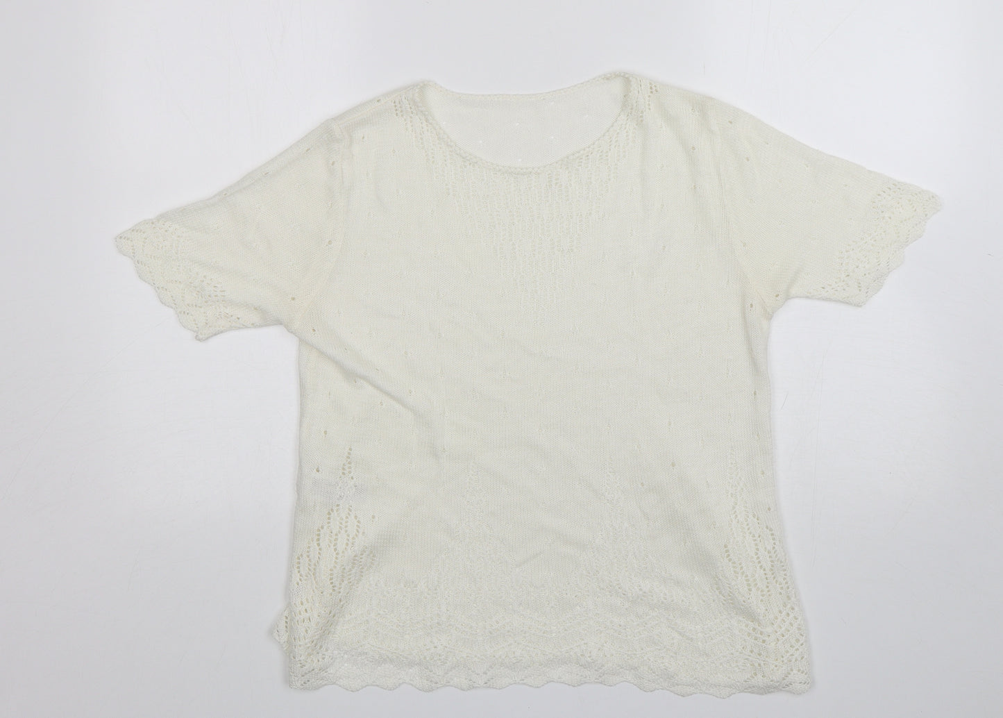St Michael  Womens White Round Neck  Acrylic Pullover Jumper Size 12