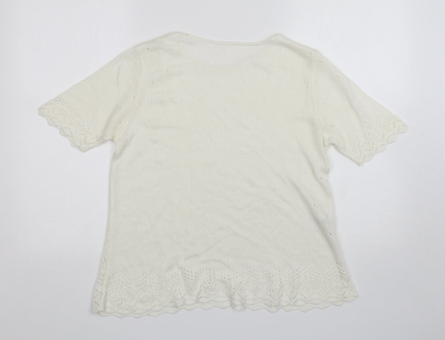 St Michael  Womens White Round Neck  Acrylic Pullover Jumper Size 12
