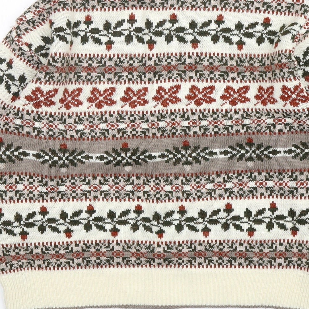 St Michael  Womens Multicoloured Mock Neck Floral Acrylic Pullover Jumper Size 8