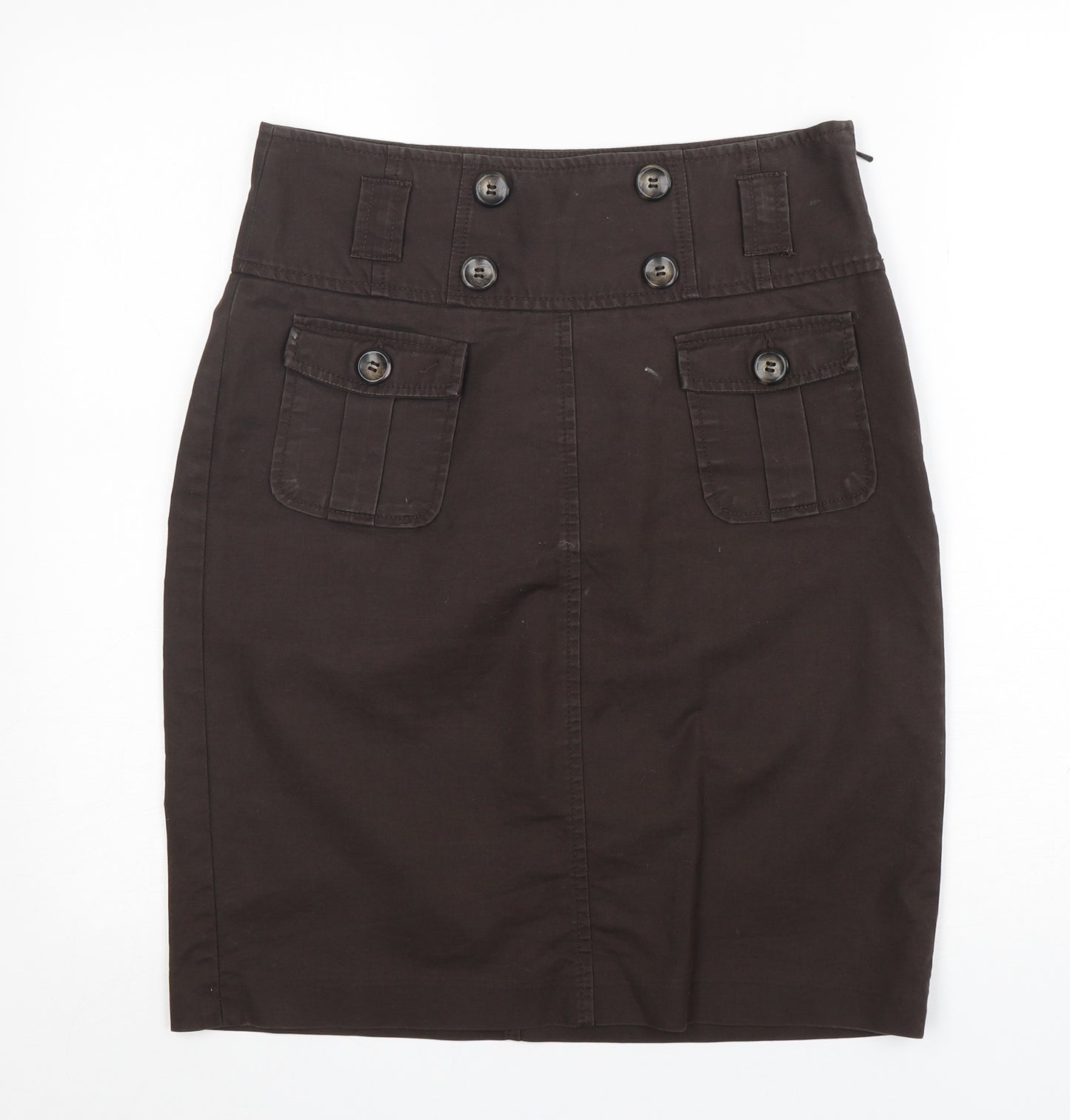 M&S Womens Brown  Cotton Tulip Skirt Size 10