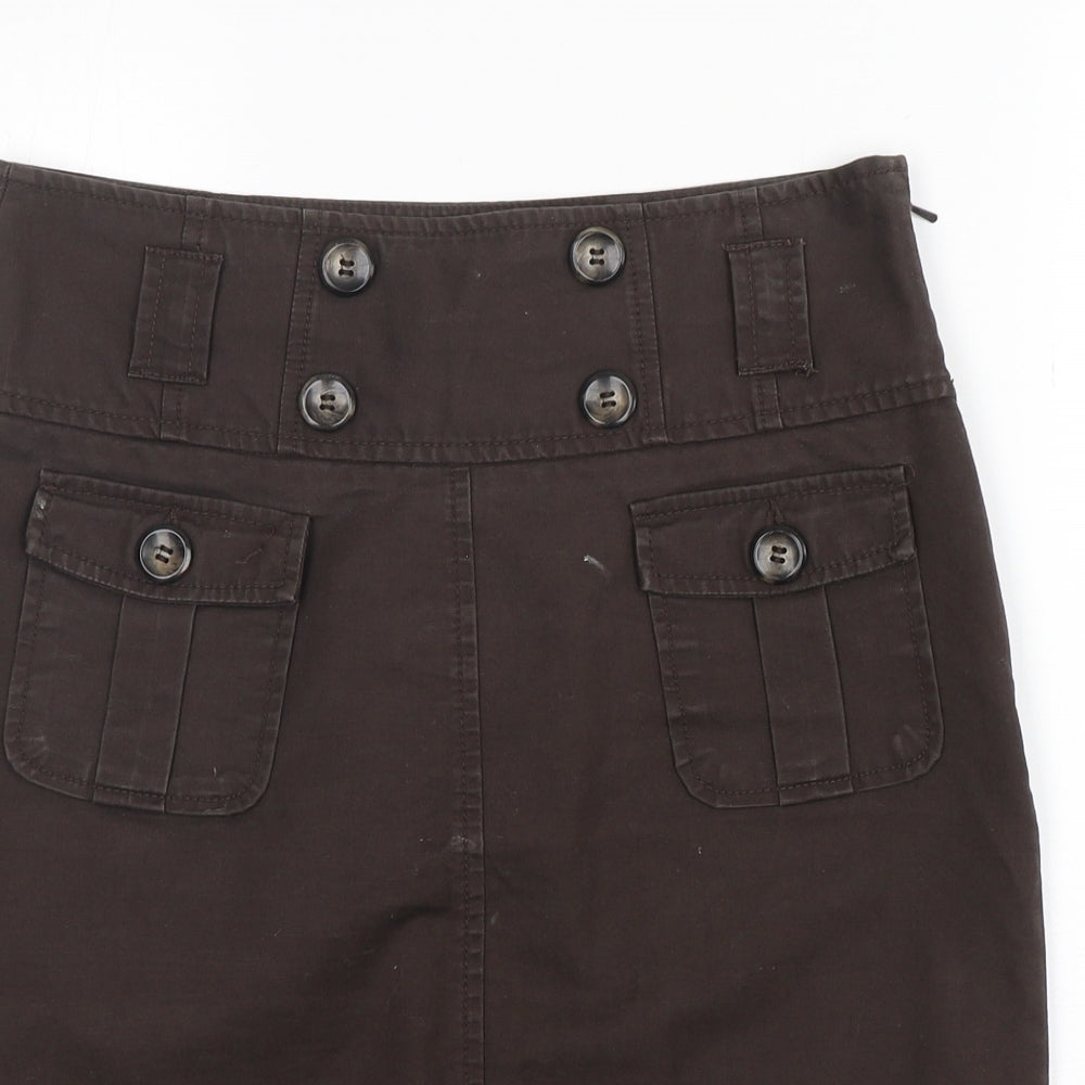 M&S Womens Brown  Cotton Tulip Skirt Size 10