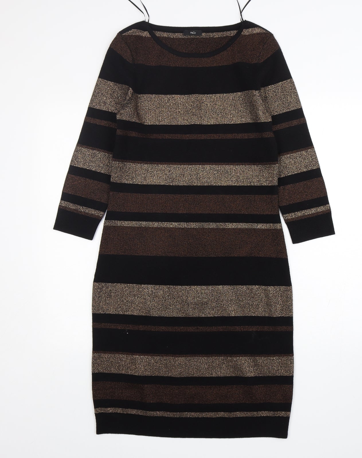 M&Co Womens Multicoloured Striped Viscose Jumper Dress  Size 12  Round Neck