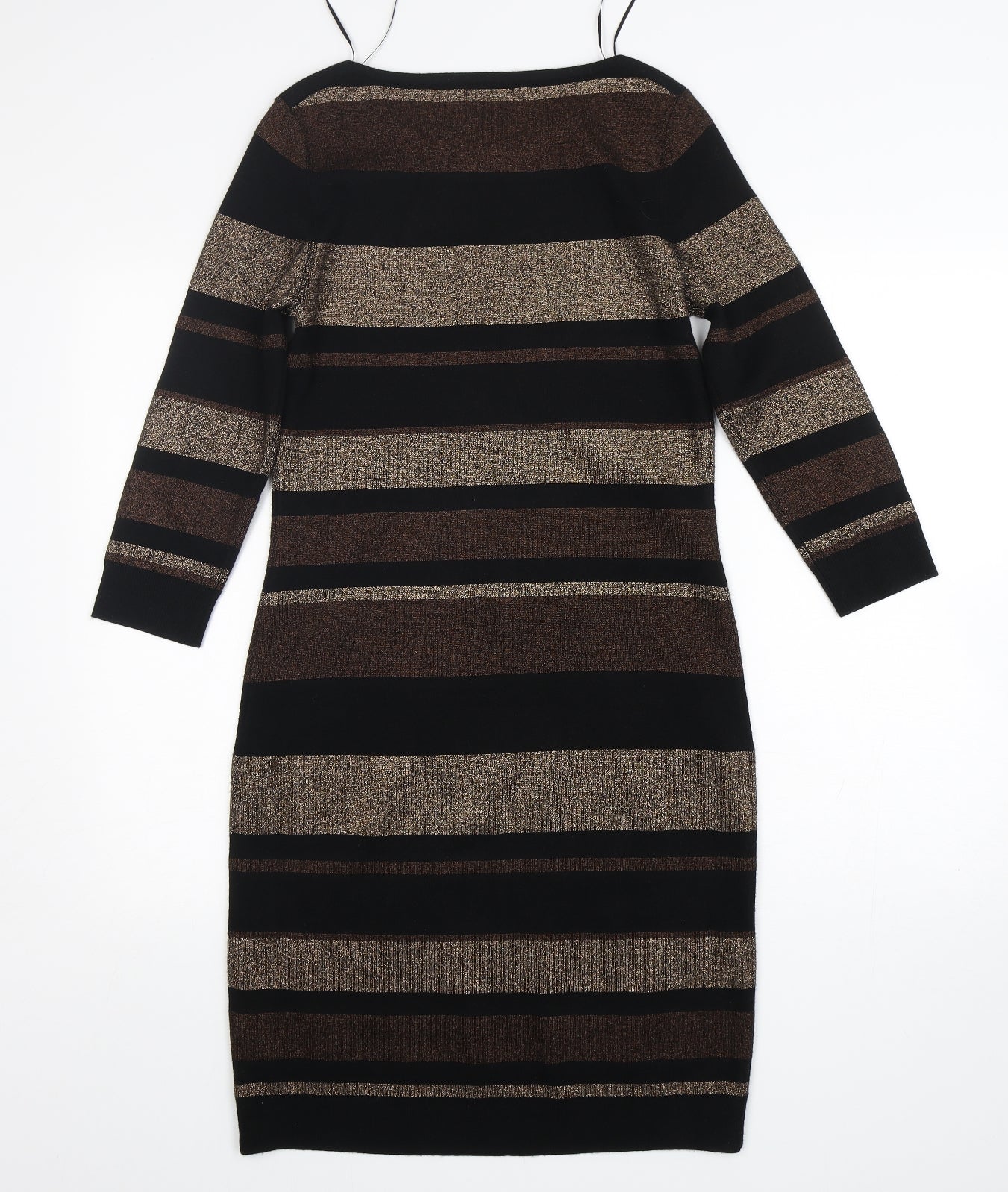 M&Co Womens Multicoloured Striped Viscose Jumper Dress  Size 12  Round Neck