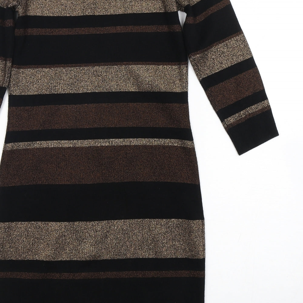 M&Co Womens Multicoloured Striped Viscose Jumper Dress  Size 12  Round Neck