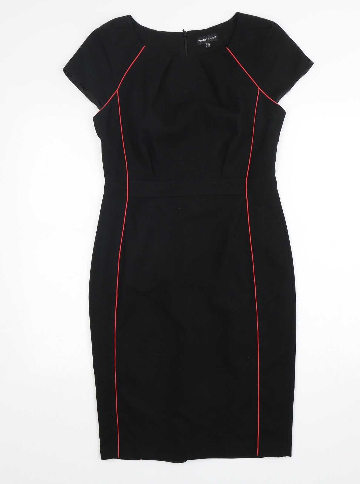 Warehouse Womens Black  Polyester Pencil Dress  Size 12  Round Neck