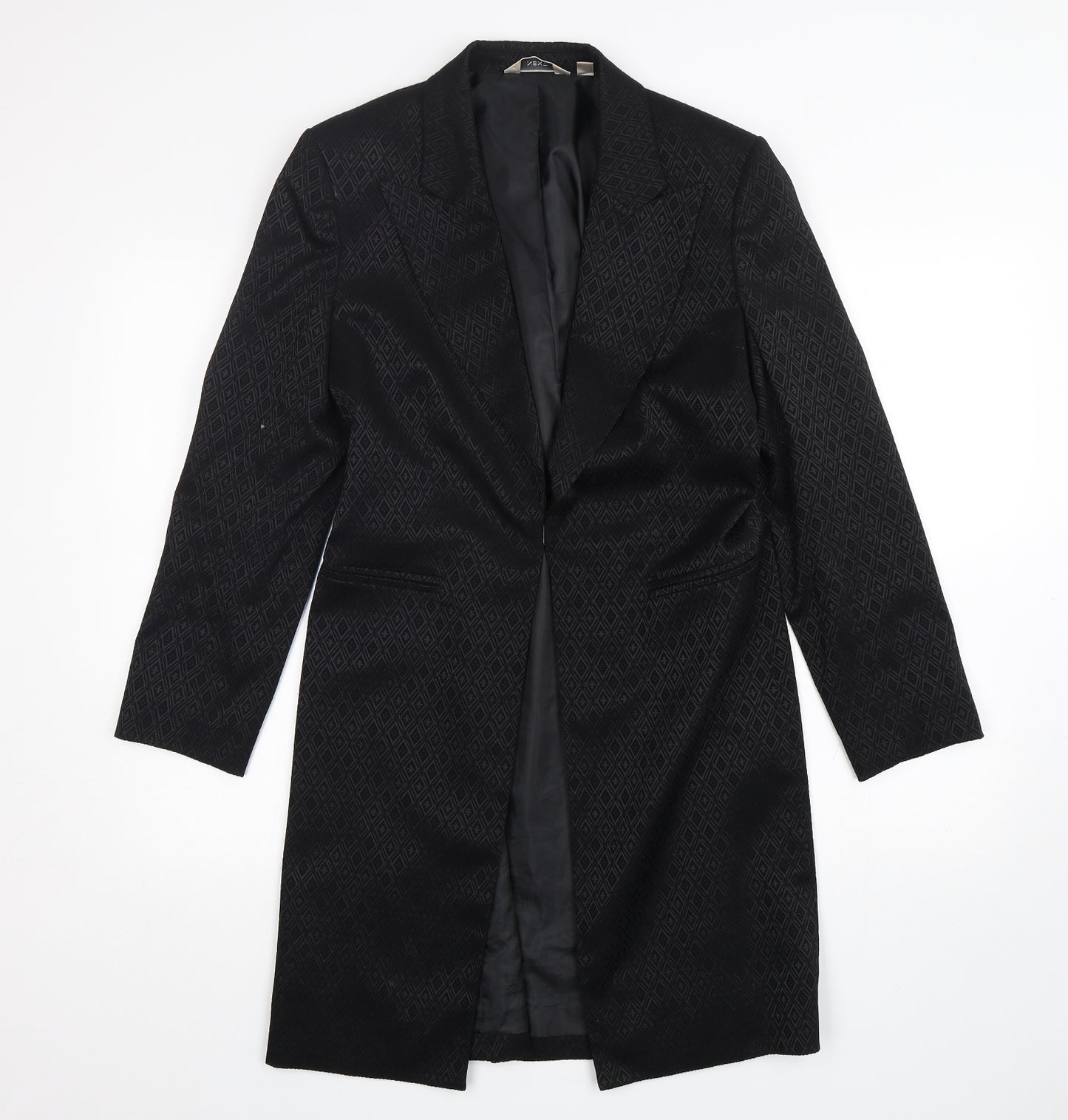 NEXT Womens Black Argyle/Diamond Polyester Jacket Blazer Size 12