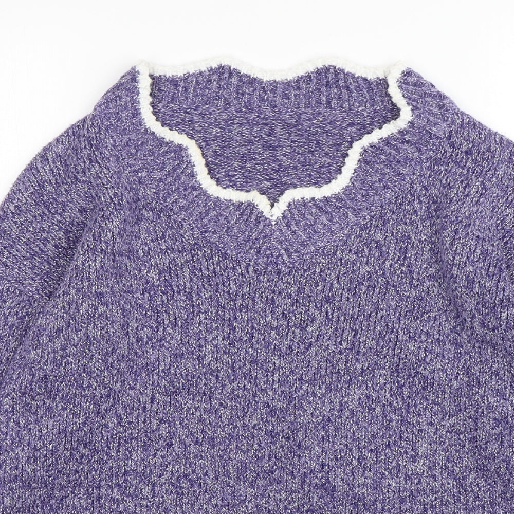 Preworn Womens Purple V-Neck  Flax Pullover Jumper Size M
