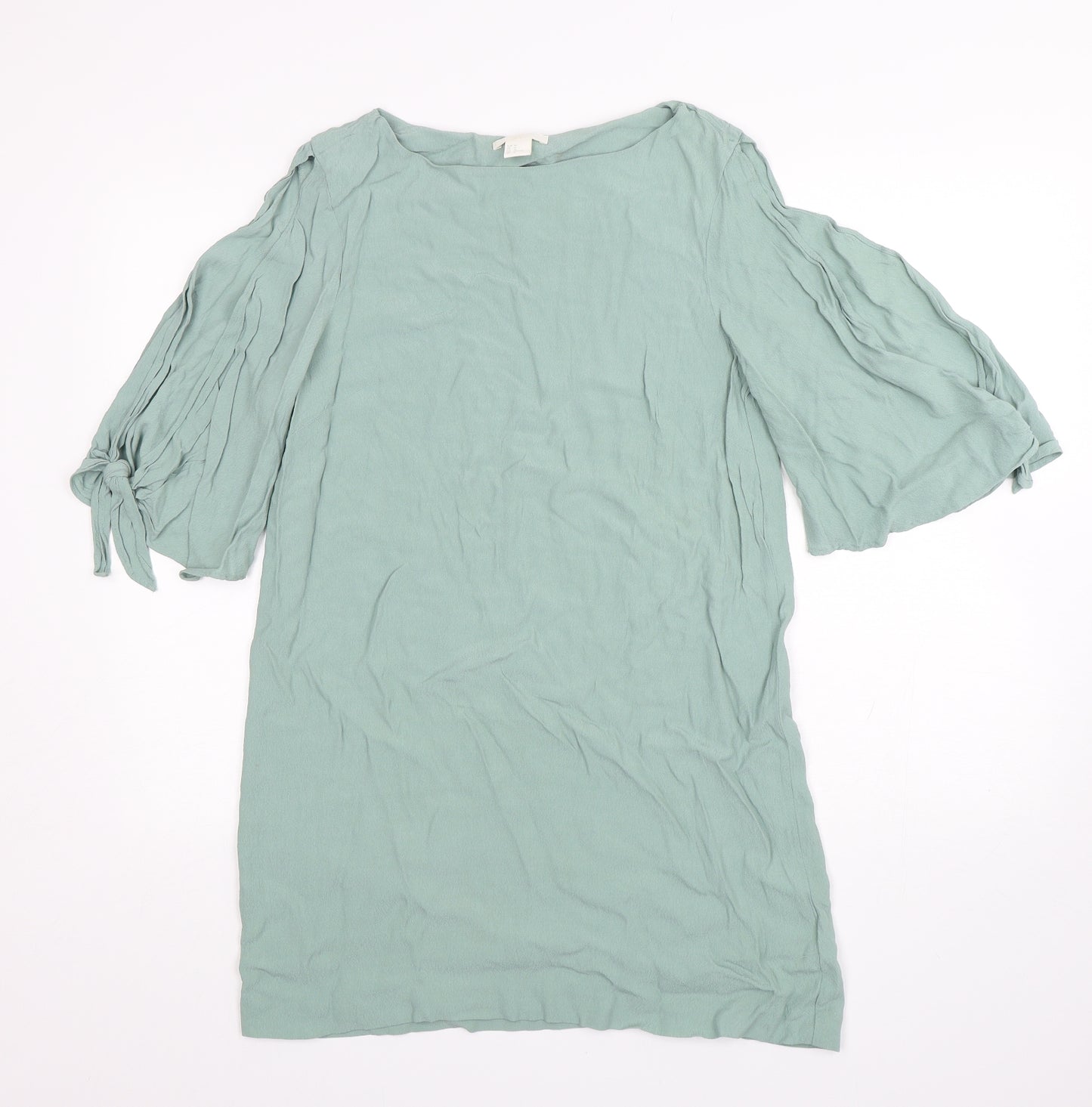 H&M Womens Green  Viscose A-Line  Size 12  Round Neck