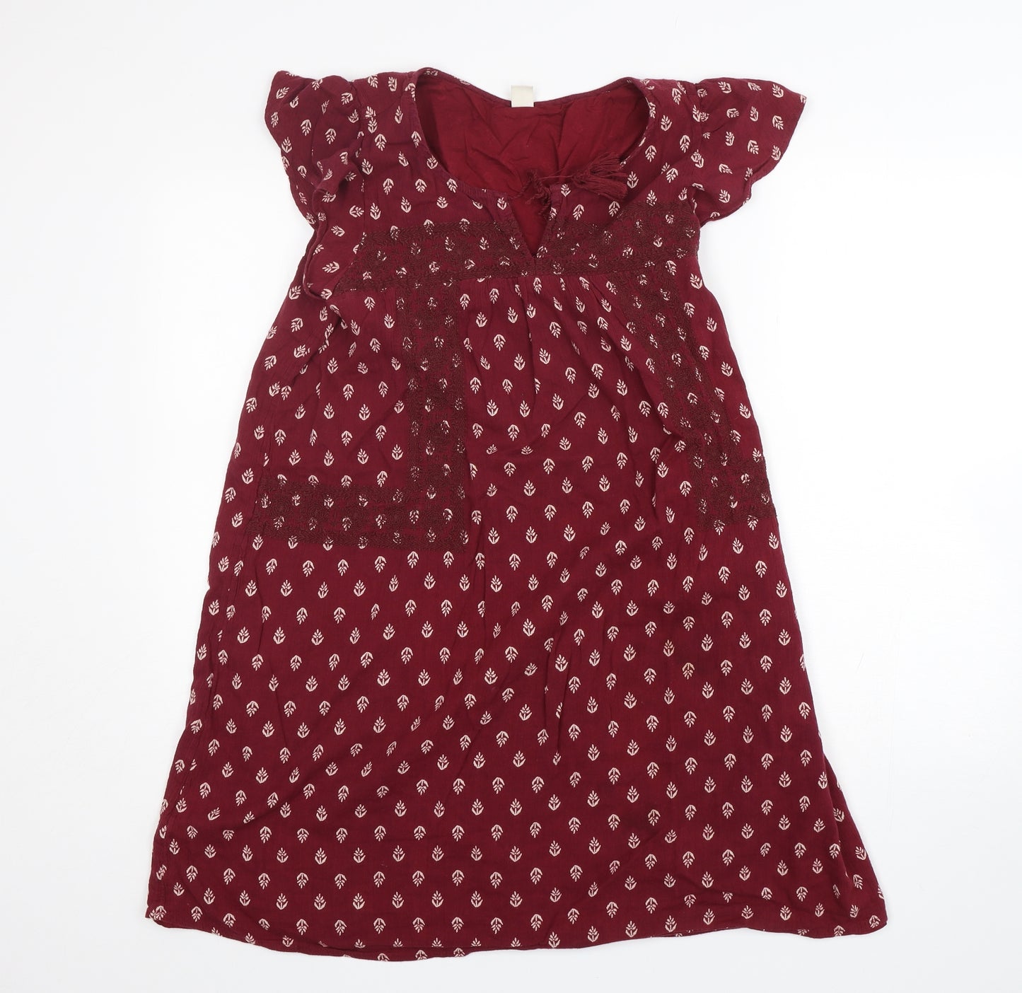 Old Navy Womens Red Geometric Cotton A-Line  Size M  V-Neck