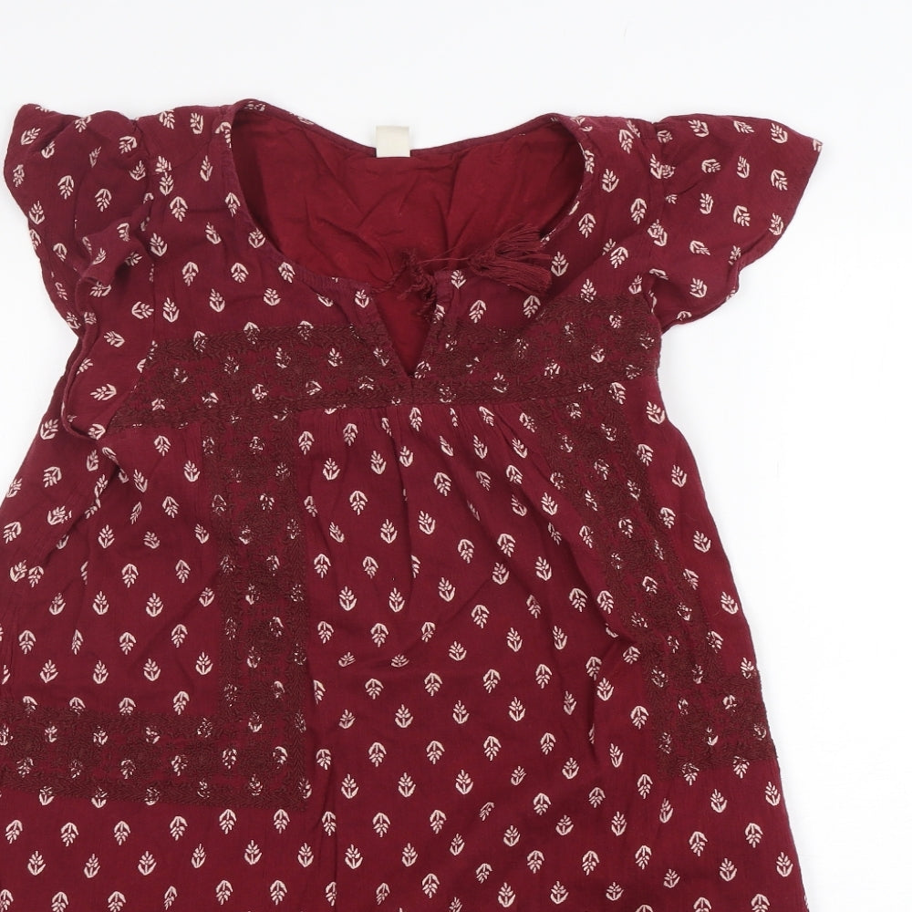 Old Navy Womens Red Geometric Cotton A-Line  Size M  V-Neck