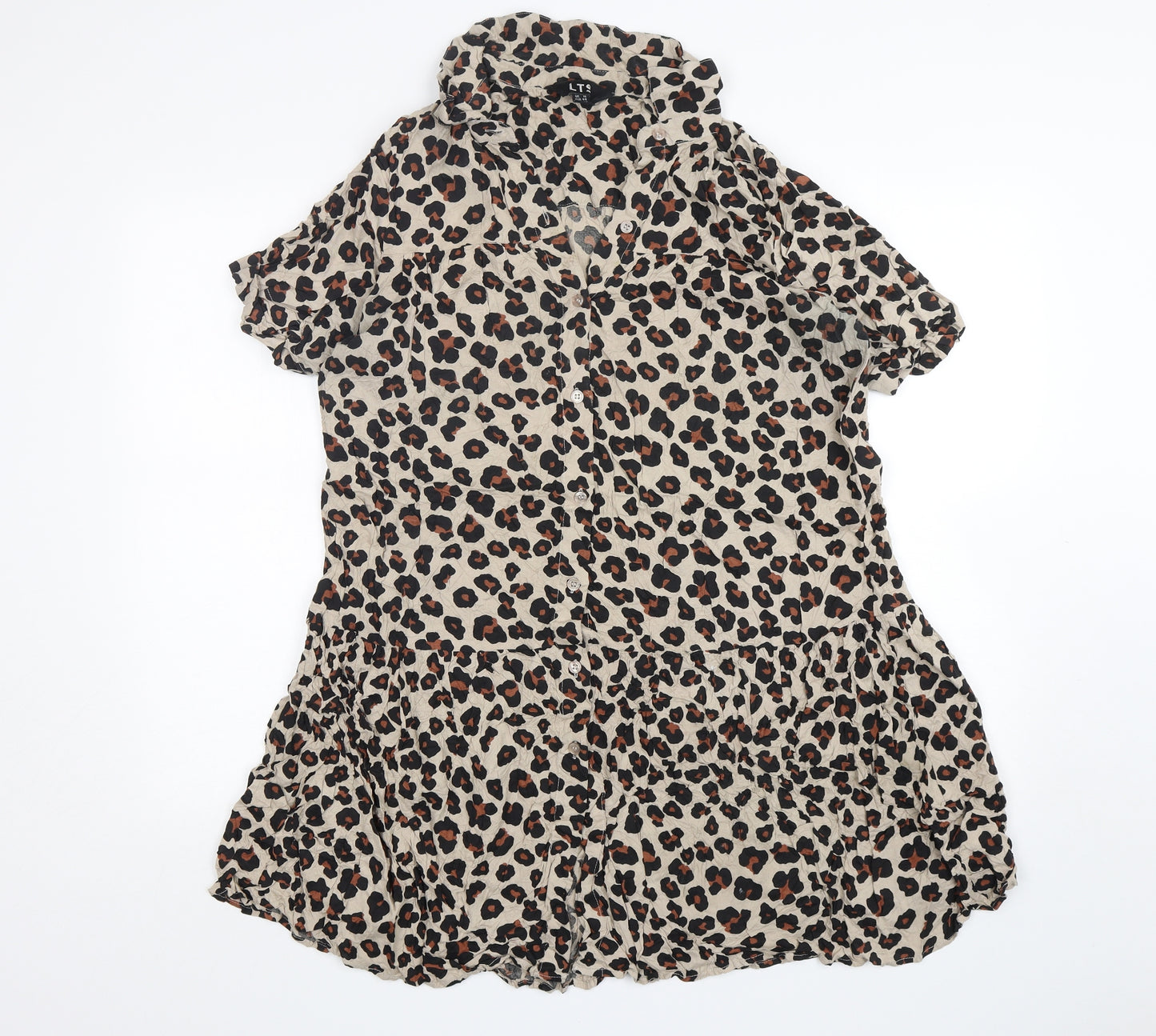 LTS Womens Multicoloured Animal Print Viscose Shirt Dress  Size 16  Collared