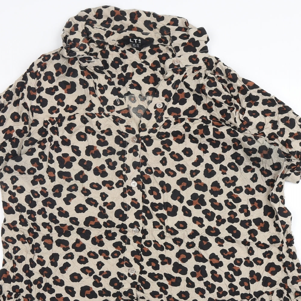 LTS Womens Multicoloured Animal Print Viscose Shirt Dress  Size 16  Collared