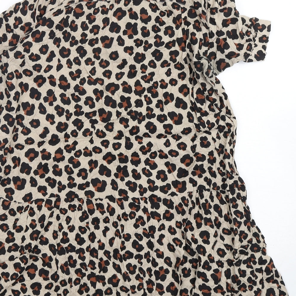LTS Womens Multicoloured Animal Print Viscose Shirt Dress  Size 16  Collared