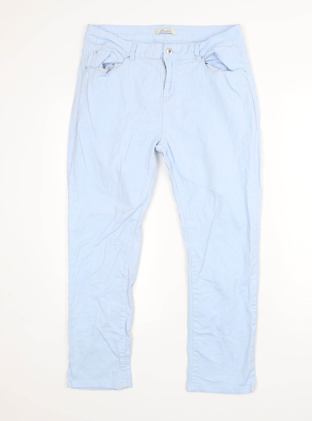 Peacocks Womens Blue  Cotton Skinny Jeans Size 14 L26 in Regular