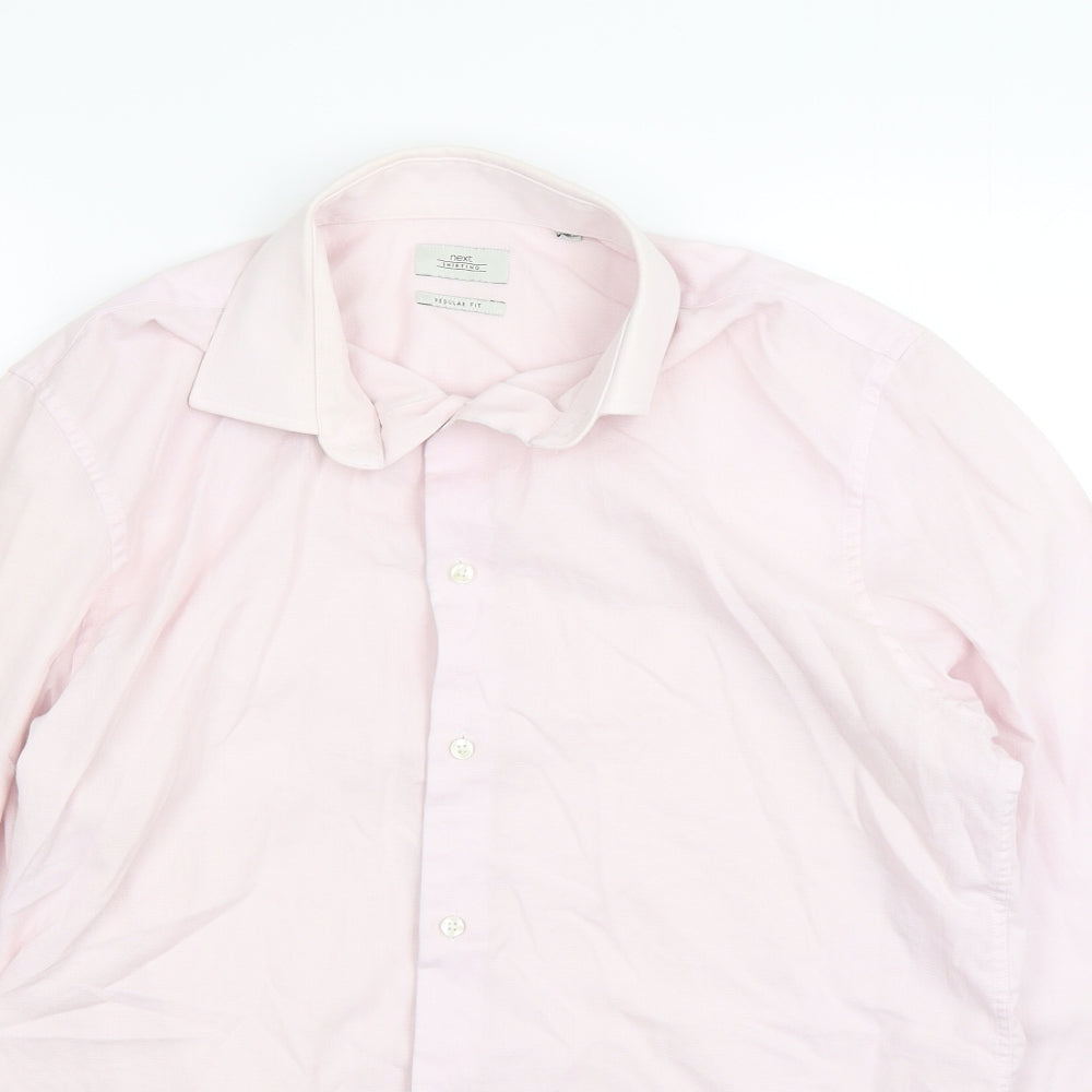 NEXT Mens Pink  Polyester  Button-Up Size 15.5 Collared