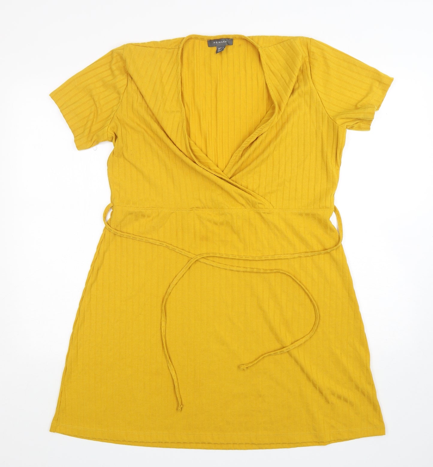 Primark Womens Yellow  Polyester A-Line  Size 18  V-Neck