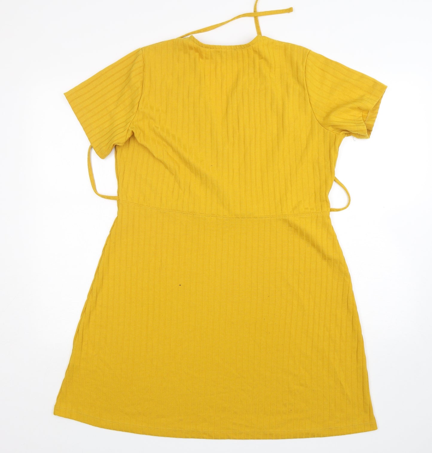 Primark Womens Yellow  Polyester A-Line  Size 18  V-Neck