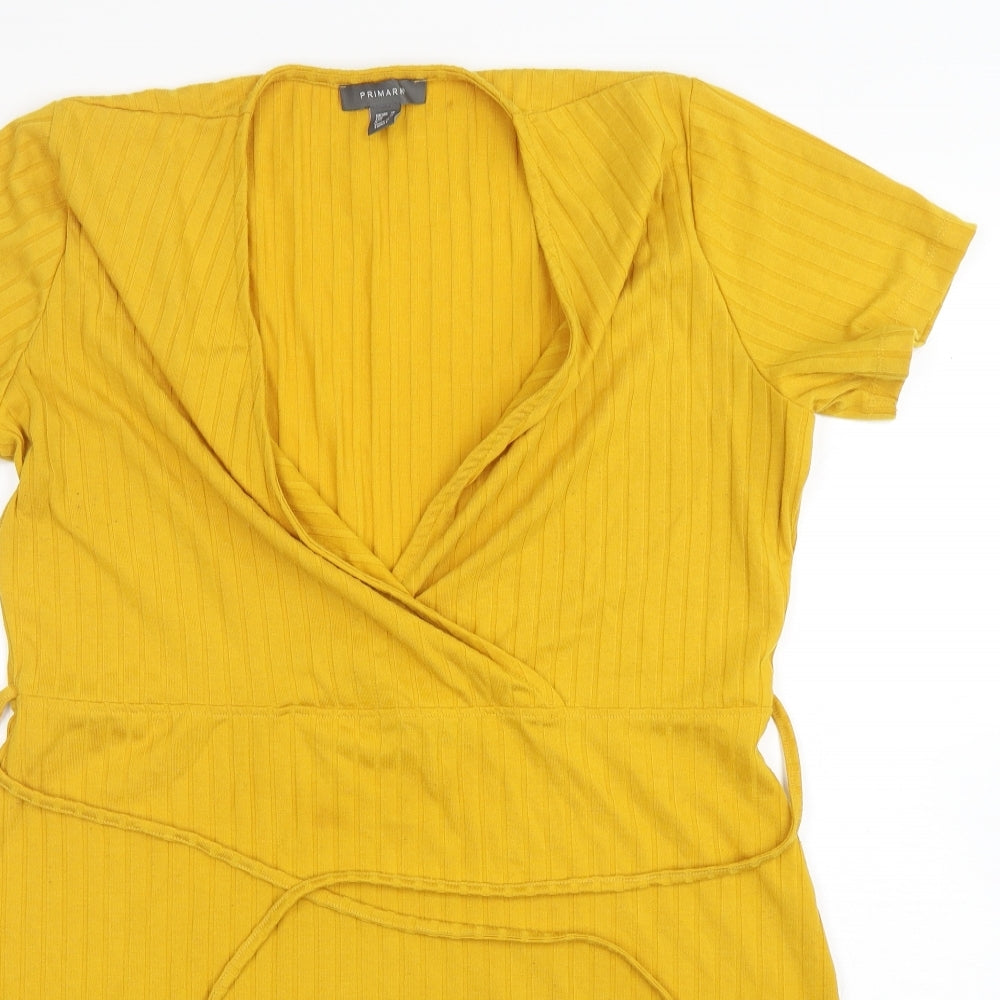 Primark Womens Yellow  Polyester A-Line  Size 18  V-Neck