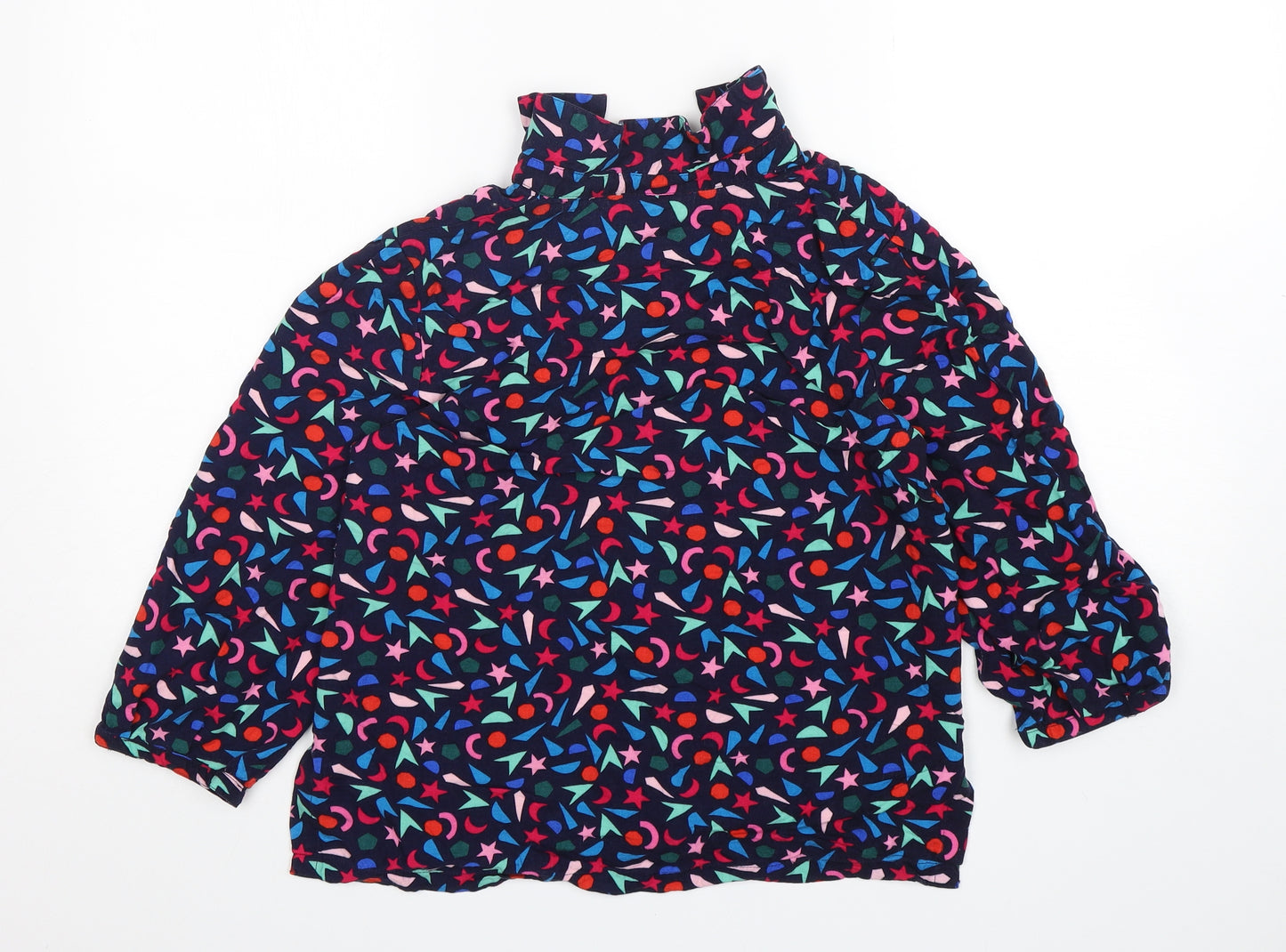 Oliver Bonas Womens Multicoloured Geometric Viscose Basic Button-Up Size 6 Collared