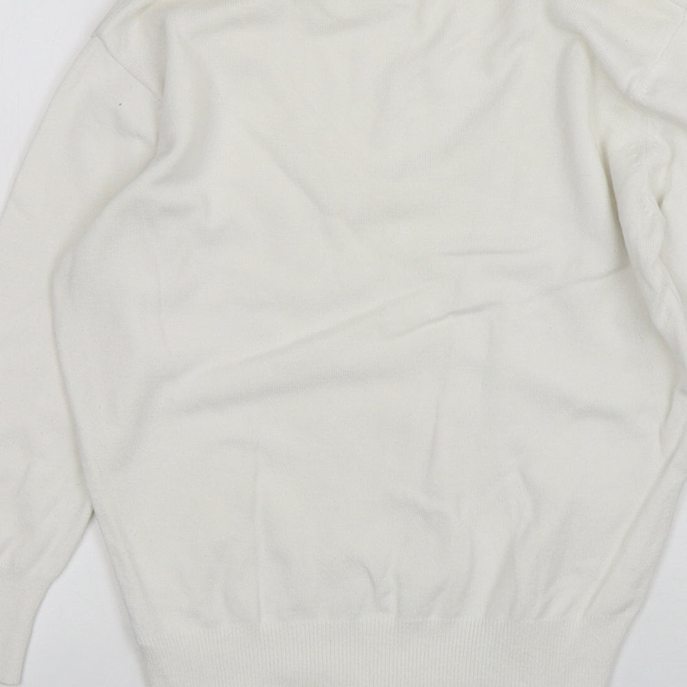 Mixin Womens White V-Neck  Viscose Pullover Jumper Size S