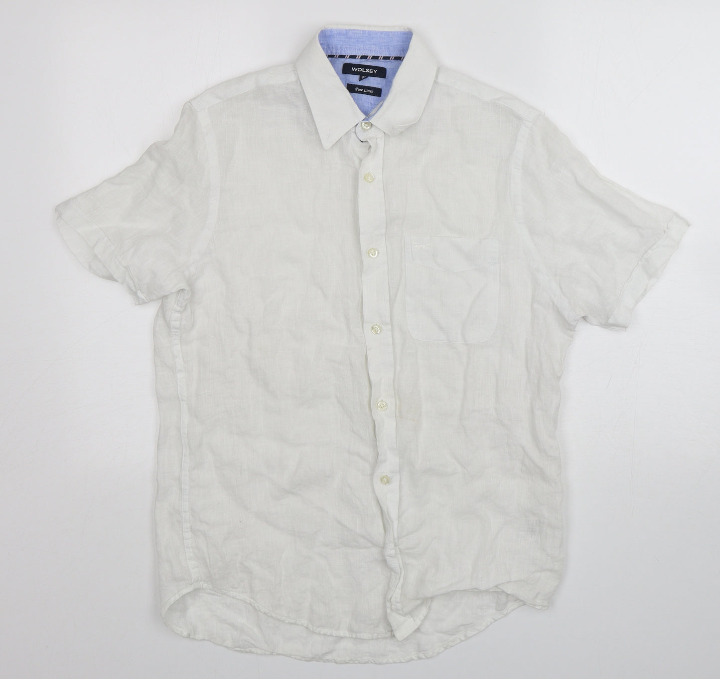 Wolsey Womens White  Linen Basic Button-Up Size M Collared