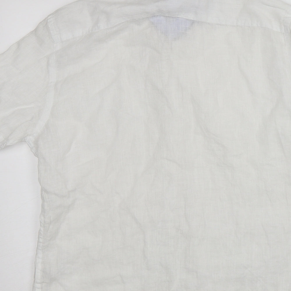 Wolsey Womens White  Linen Basic Button-Up Size M Collared