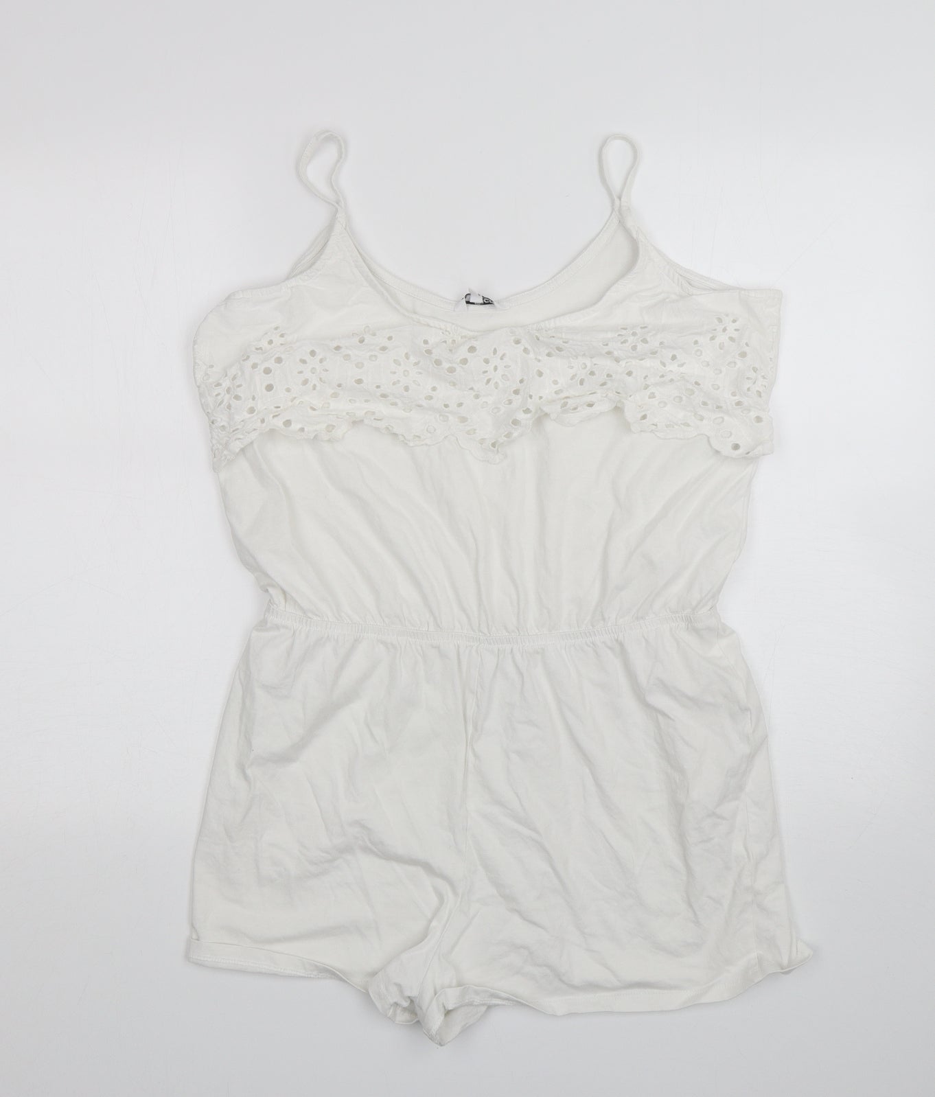 Pep&Co Womens White  Cotton Playsuit One-Piece Size 16 L3 in