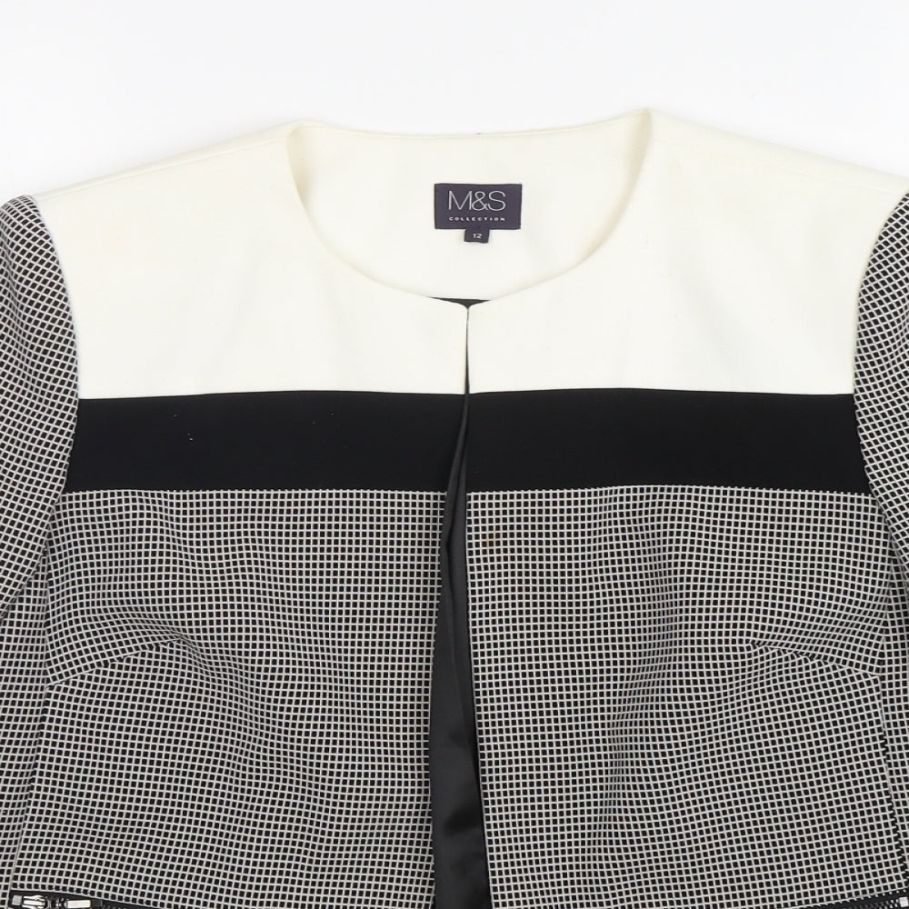 M&S Womens Multicoloured Check Polyester Jacket Blazer Size 12