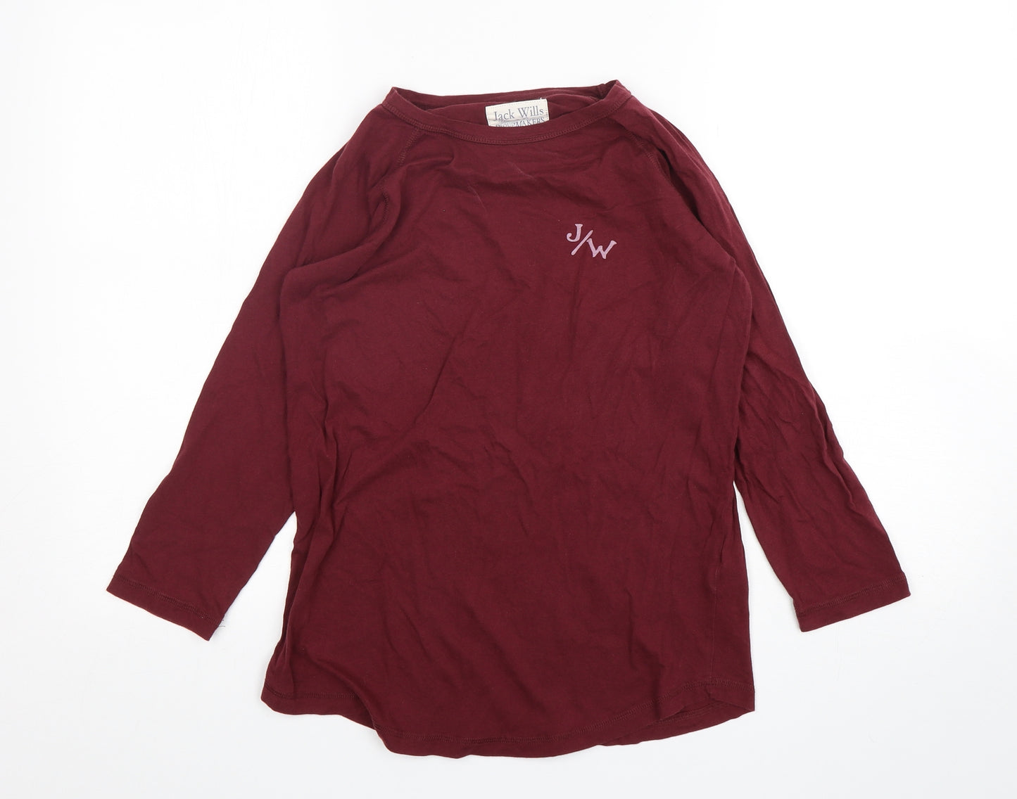 Jack Wills Womens Red  Cotton Basic T-Shirt Size 8 Round Neck