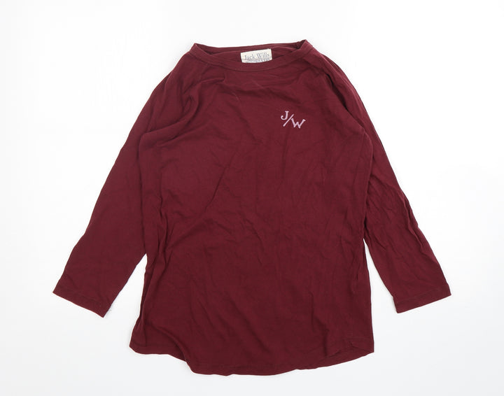 Jack Wills Womens Red  Cotton Basic T-Shirt Size 8 Round Neck