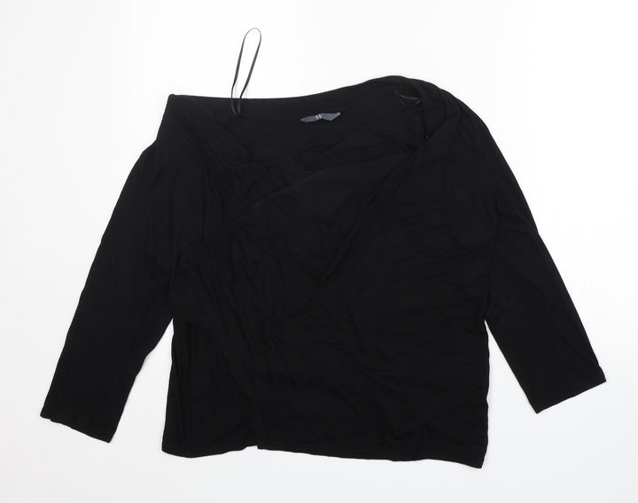 BHS Womens Black V-Neck Viscose Cardigan Jumper Size 12