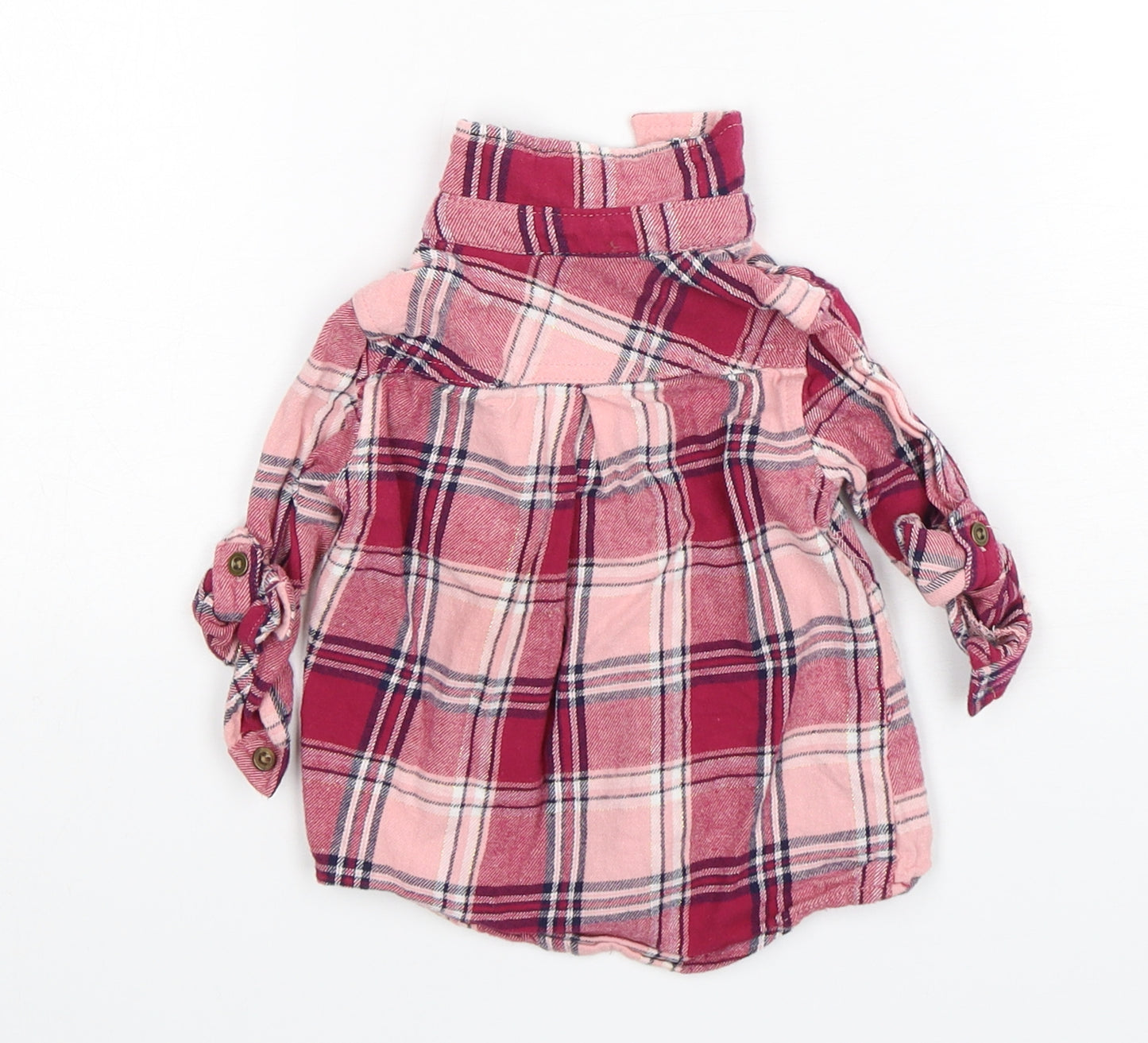 Primark Girls Pink Plaid  Basic Button-Up Size 6-9 Months Collared